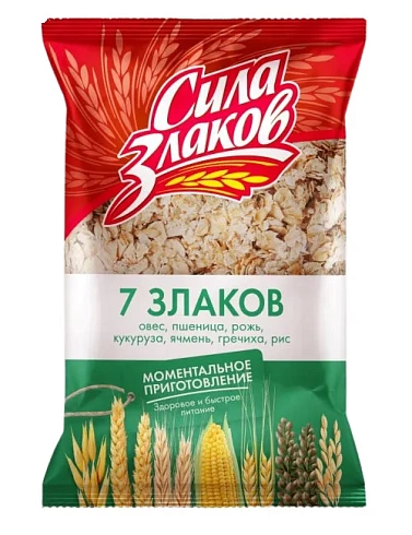 Cereal Flakes-Mix of 7 «Sila Zlakov» (Mix of oats, rye, wheat, corn, barley, buckwheat and rice flakes) 400 g