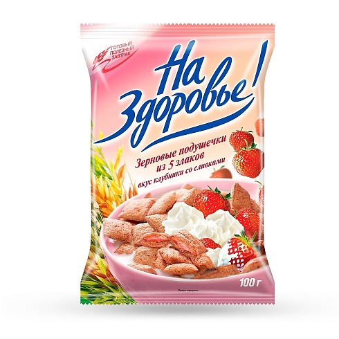 Grain pillows «Na Zdorovie» Cream and strawberry filling 100 g